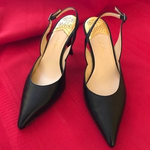 Cole Haan Nikeair black leather slingbacks